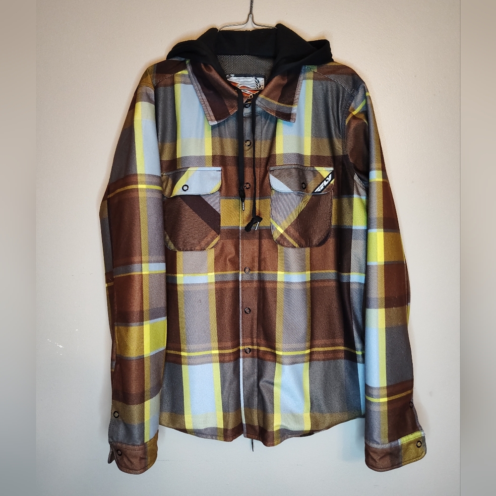 Fly Racing Hooded Flannel With Snap Closure Size Medium Mens